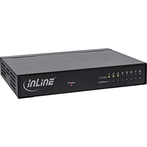 InLine 32308M Netzwerk Switch 8-Port, Gigabit Ethernet, 10/100/1000MBit/s, Desktop, Metall, lüfterlos, geschirmte Ports von InLine