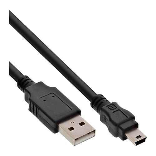 InLine 33107J USB 2.0 Mini-Kabel, USB A Stecker an Mini-B Stecker (5pol.), schwarz, 0,3m von InLine