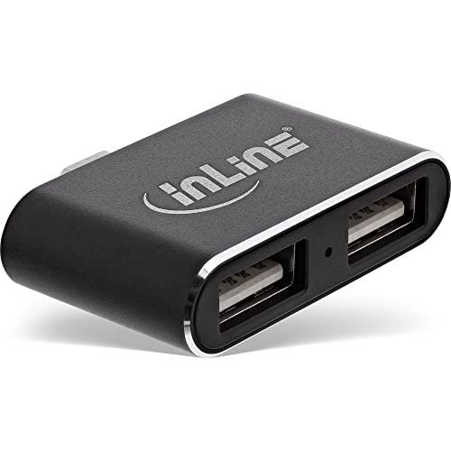 InLine 33291S Mini USB 2.0 Hub, USB Typ-C Stecker auf 2x USB A Buchse, schwarz von InLine