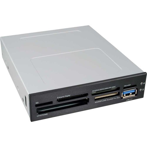 InLine 33394E Frontpanel für den 3,5" Floppy Schacht, Card Reader, USB 3.0, 1x USB 3.0 Buchse, schwarz von InLine