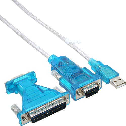 InLine 33396 USB zu Seriell Adapterkabel, USB Stecker A an 9pol Stecker, 1,8m, mit 9-25pol Adapter von InLine