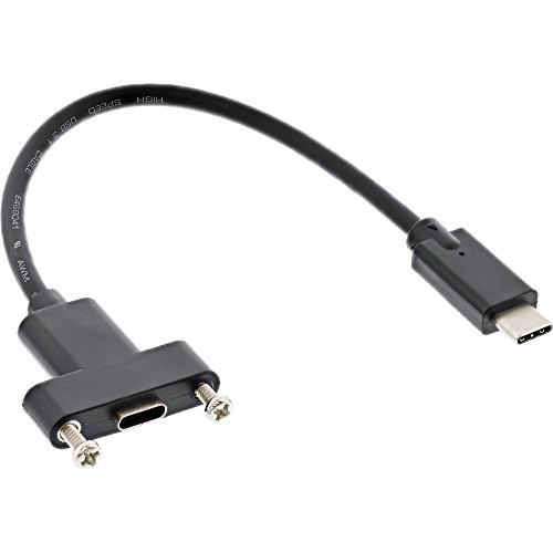 InLine 33441G USB 3.1 Adapterkabel, Stecker C auf Einbaubuchse C, 0,2m von InLine
