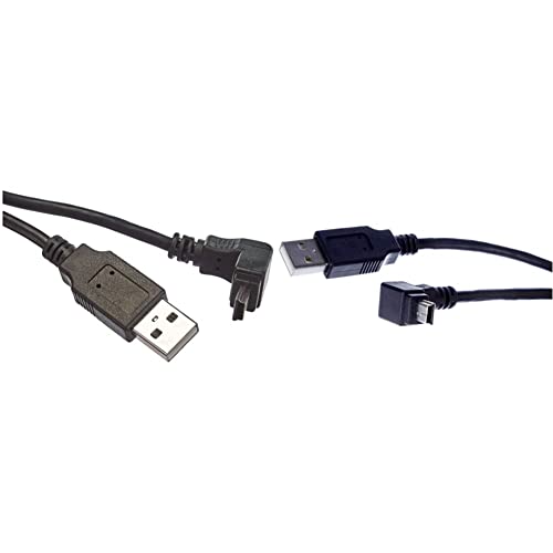 InLine 34110 USB 2.0 Mini-Kabel, Stecker A an Mini-B Stecker (5pol.) oben abgewinkelt 90°, schwarz, 1m & 34105 USB 2.0 Mini-Kabel, Stecker A an Mini-B Stecker oben abgewinkelt 90°, schwarz, 0,5m von InLine
