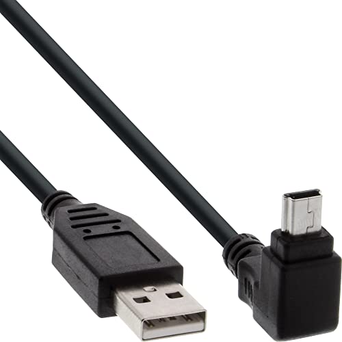 InLine 34115 USB 2.0 Mini-Kabel, Stecker A an Mini-B Stecker (5pol.) oben abgewinkelt 90°, schwarz, 1,5m von InLine