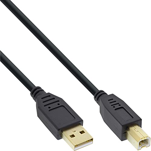 InLine 34503S USB 2.0 Kabel, A an B, schwarz, Kontakte gold, 0,3m von InLine