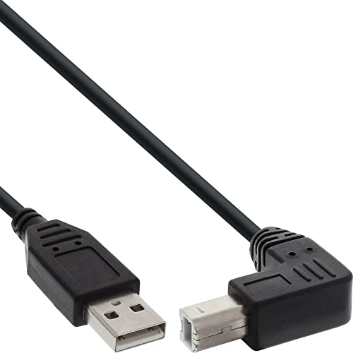 InLine 34503U USB 2.0 Kabel, A an B, unten abgewinkelt, schwarz, 0,3m von InLine