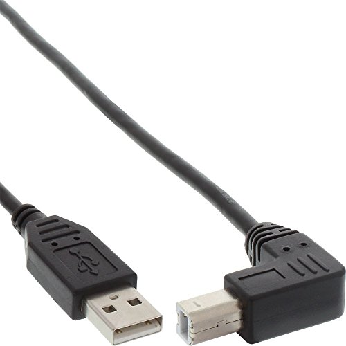 InLine 34505U USB 2.0 Kabel, A an B, unten abgewinkelt, schwarz, 0,5m von InLine