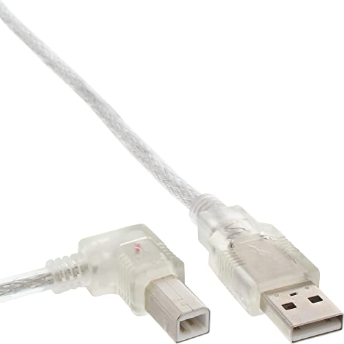 InLine 34517L USB 2.0 Kabel, A an B, links abgewinkelt, transparent, 0,5m von InLine