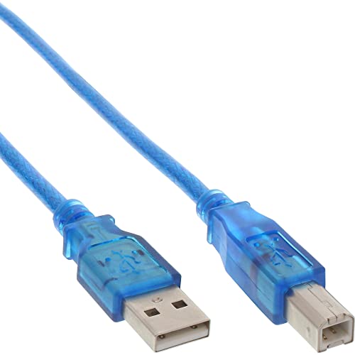 InLine 34535B USB 2.0 Kabel, A an B, blau-transparent, 3m von InLine