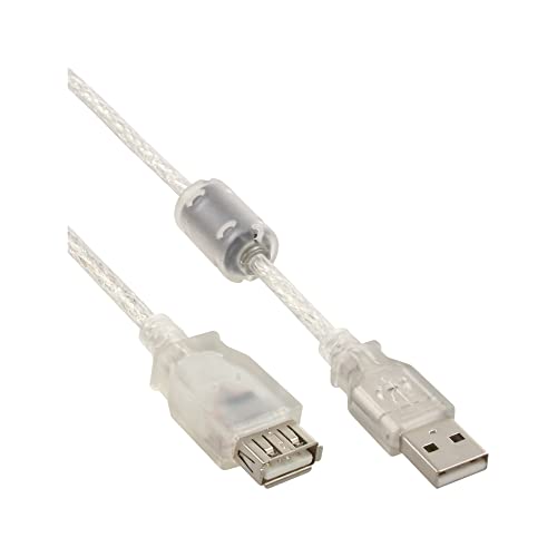 InLine 34610Q USB 2.0 Verlängerung, Stecker / Buchse, Typ-A, transparent, mit Ferritkern, 1m von InLine