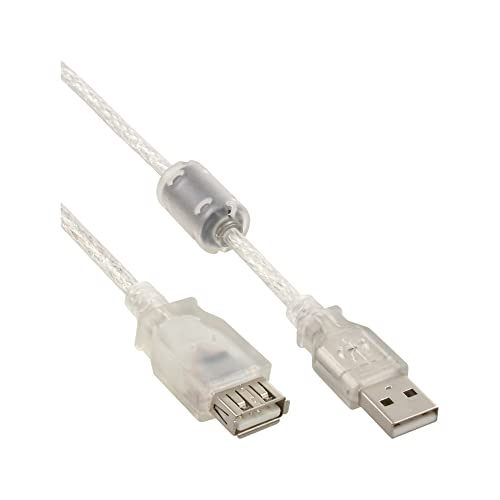 InLine 34618Q USB 2.0 Verlängerung, Stecker / Buchse, Typ-A, transparent, mit Ferritkern, 2m von InLine