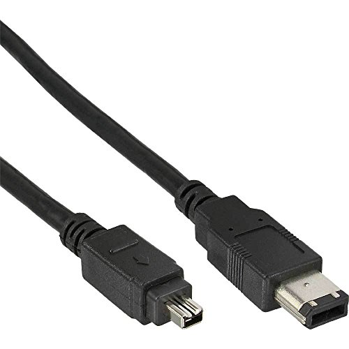 InLine 34643 Firewire-Kabel, Schwarz, 3 m – FireWire-Kabel (Schwarz, Stecker/Stecker, 400 Mbit/s, 3 m, Digital Camcorders, DVDs) von InLine
