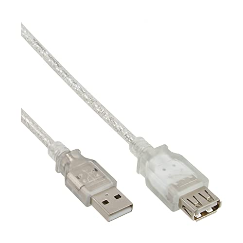 InLine 34650 USB 2.0 Verlängerung, Stecker / Buchse, Typ-A, transparent, 0,5m von InLine