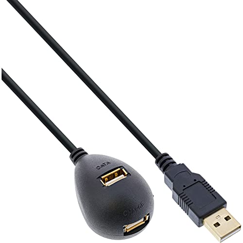 InLine 34651 USB 2.0 Verlängerung, Stecker auf Buchse, Typ A, mit Standfuss, 1m Schwarz von InLine