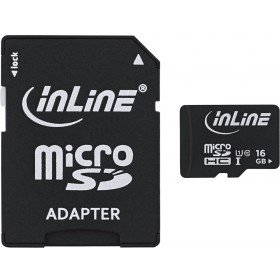 InLine 35052I MicroSDXC Speicherkarte mit SD Adapter, Class 10/U3, 16GB, Schwarz von InLine