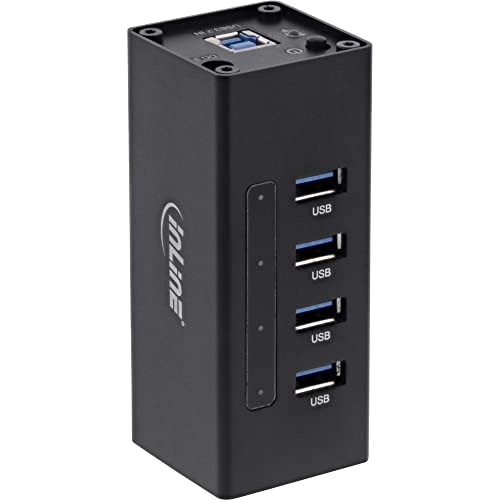 InLine 35395A USB 3.0 Hub, 4 Port, Aluminiumgehäuse, schwarz, mit 2,5A Netzteil von InLine