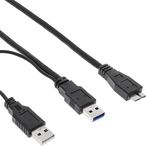 InLine 35410Y USB 3.0 Y-Kabel 2X A auf Micro B 1m schwarz von InLine