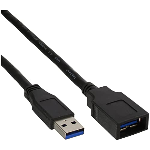 InLine 35605 USB 3.0 Kabel Verlängerung, A Stecker / Buchse, schwarz, 0,5m, 1 Stück von InLine