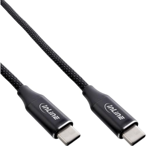 InLine MAGNETIC USB-C Ladekabel, magnetisches Kabel, magnetischer Mantel, USB-C auf USB-C Kabel, 100W (5A), Schnellladekabel, Nylon-Gewebemantel, Strom- und Datenübertragung, schwarz, 1,5m, 35884 von InLine