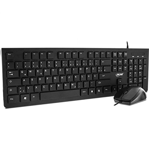 InLine 3X Basic DesktopTastatur-Maus Set (USB-Kabel, Standard DE Layout, optisch 1200 DPI) schwarz von InLine