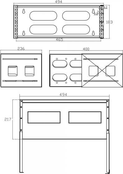 InLine 48,30cm (19) Rack zur Wandmontage - 4HE - 24-40cm Tiefe - mit Abdeckung - grau (19104D) von InLine