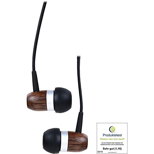 InLine 55357 woodin-ear, Headset mit Kabelmikrofon und Funktionstaste, Walnuss Echtholz von InLine