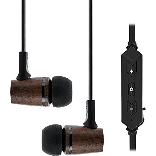 InLine 55360 BT woodin-ear, Headset mit Kabelmikrofon und Funktionstaste, Walnuss Echtholz, Bluetooth 4.1 von InLine