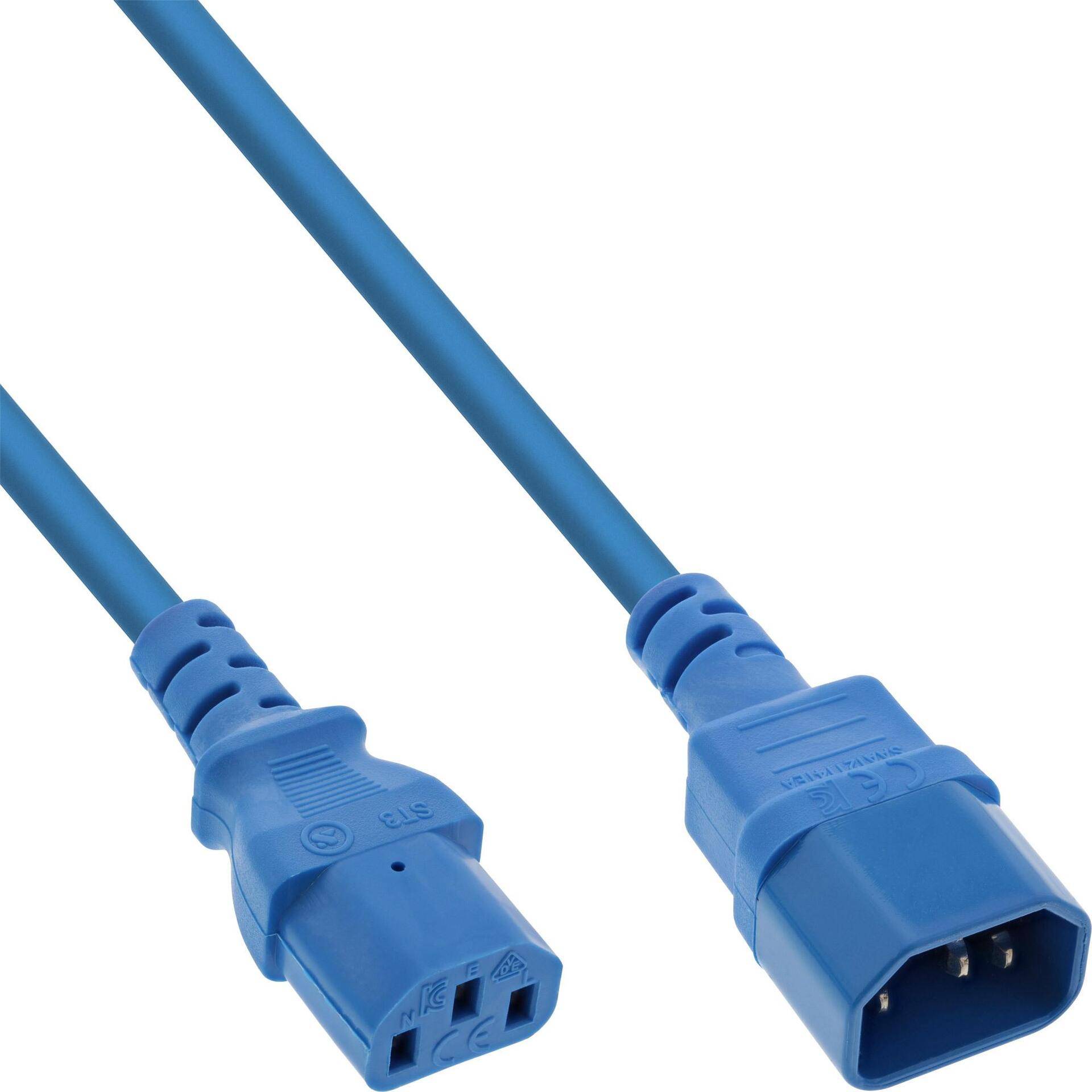 InLine 55er Bulk-Pack Kaltgeräteverlängerung C13 auf C14 blau 1m - Kabel - Verlängerungskabel - Strom/Netzteil - 1 m - IEC (B-16501B) von InLine