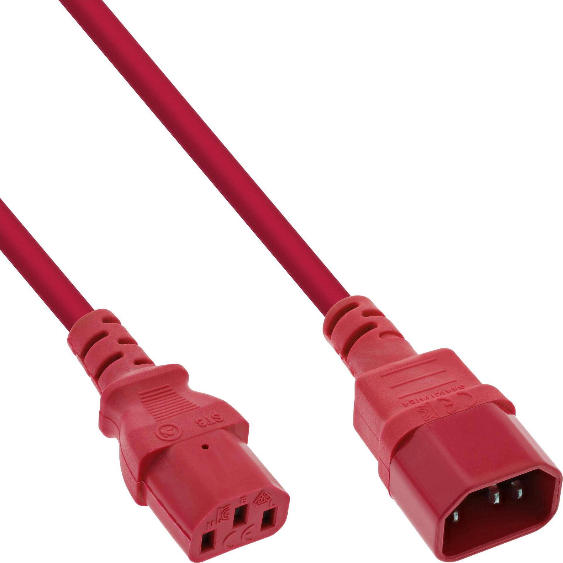 InLine 55er Bulk-Pack Kaltgeräteverlängerung C13 auf C14 rot 1m - Kabel - Verlängerungskabel - Strom/Netzteil - 1 m - IEC (B-16501R) von InLine