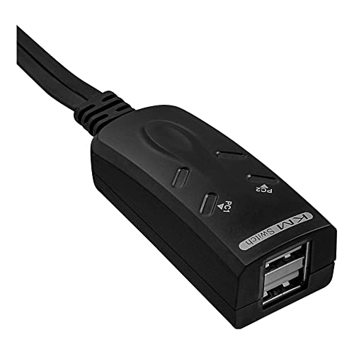 InLine 60603I USB KM-Umschalter, 2 PCs, für Tastatur, Maus, mit Maus-Transfer zwischen den Monitoren von InLine