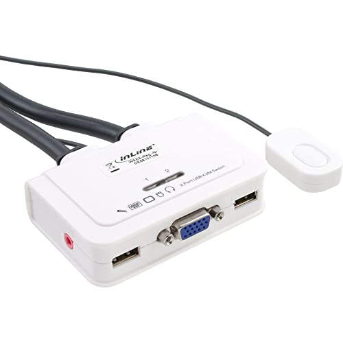 InLine 60613I KVM Switch, 2-fach, VGA, USB, mit Audio, integr. Kabel von InLine