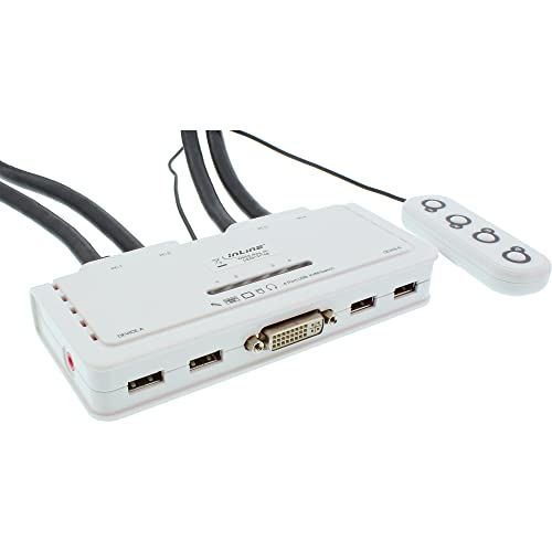 InLine 61614I KVM Switch, 4-fach, DVI-D, USB, mit Audio, integr. Kabel von InLine