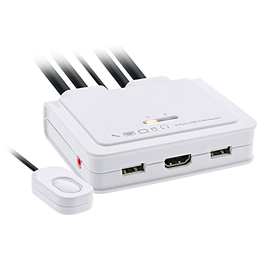 InLine 62613I KVM Switch, 2-fach, HDMI, 4K, USB, mit Audio, integr. Kabel von InLine