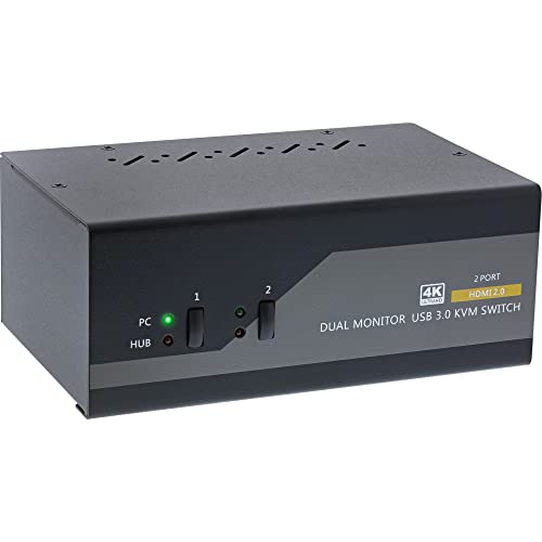 InLine 62652I KVM Desktop Switch, 2-fach, Dual Monitor, HDMI, 4K, USB 3.0, Audio von InLine