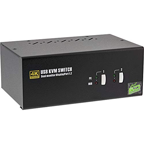 InLine 63642I KVM Desktop Switch, 2-fach, Dual-Monitor DisplayPort 1.2, 4K, USB 2.0, Audio, Schwarz von InLine