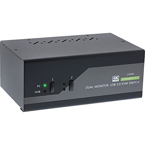 InLine 63652I KVM Desktop Switch, 2-fach, Dual-Monitor DisplayPort 1.2, 4K, USB 3.0, Audio von InLine