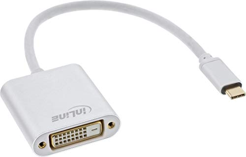InLine 64103S USB Display Konverter, USB Typ-C Stecker zu DVI Buchse (DP Alt Mode), silber, 0.2m von InLine