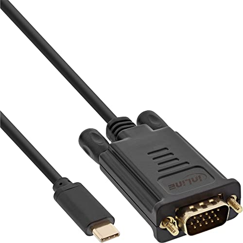 InLine 64141 USB Display Kabel, USB Typ-C Stecker zu VGA Stecker (DP Alt Mode), schwarz, 1m von InLine
