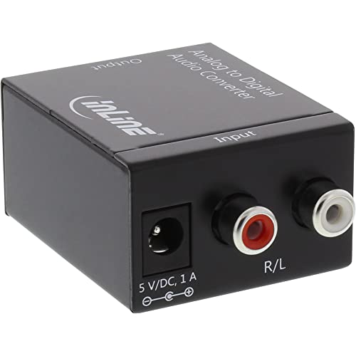 InLine 65001 Audio-Konverter Analog zu Digital, AD-Wandler, Eingang 2x Cinch Stereo, Ausgang Toslink oder Cinch von InLine