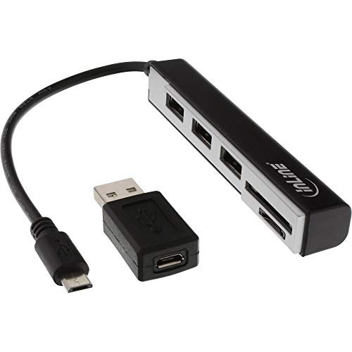 InLine 66775C USB OTG Cardreader & 3-Port USB 2.0 Hub, für SDXC und microSD, mit Adapter von InLine