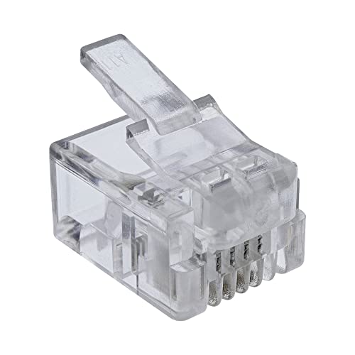 InLine 73014R 10er Pack Modularstecker, 6P4C RJ11 zum Crimpen auf Rundkabel von InLine