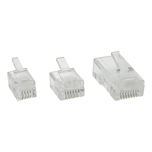 InLine 73096 100er Pack Modularstecker, 6P6C RJ12 zum Crimpen auf Flachkabel von InLine