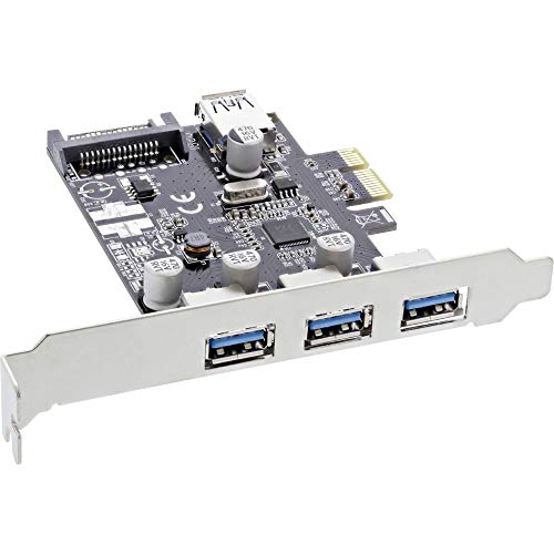 InLine 76662C Schnittstellenkarte, 3x+1x USB 3.0, PCIe, mit SATA Stromanschluss, inkl. Low-Profile Slotblech von InLine