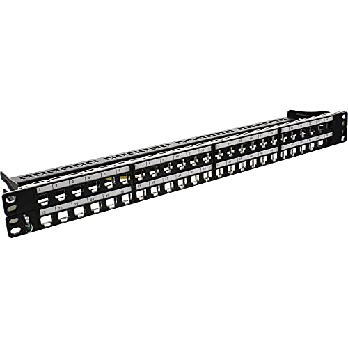 InLine 76848C Patchfeld 48-fach, Keystone Snap-In Leerblech Patchpanel, 19", 1HE, schwarz von InLine