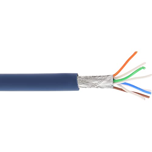 InLine 76899B Patchkabel, S/FTP (PiMf), Cat.6A, 500MHz, halogenfrei, Kupfer, blau, 100m von InLine