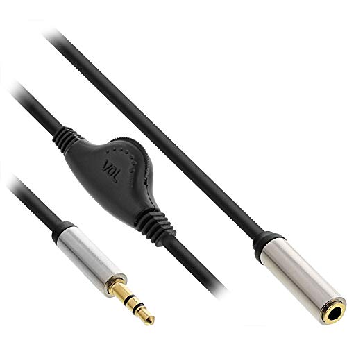 InLine 99253B Slim Audio Kabel Klinke 3,5mm ST / BU, mit Lautstärkeregler, 0,25m von InLine