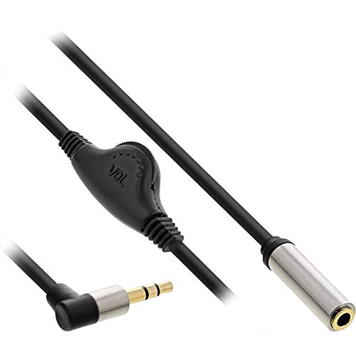 InLine 99253C Slim Audio Kabel Klinke 3,5mm ST gewinkelt / BU, mit Lautstärkeregler, 0,25m von InLine