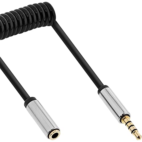 InLine 99284 Slim Audio Spiralkabel Klinke 3,5mm ST/BU, 4-polig, Stereo, 0.5m von InLine