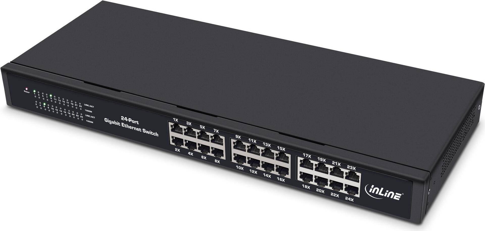InLine Gigabit Netzwerk Switch 24-Port - 1GBit/s - 48,26cm (19) - Metall (32324O) von InLine