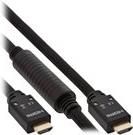 InLine High Speed HDMI - HDMI mit Ethernetkabel - HDMI (M) bis HDMI (M) - 20,0m - dreifach abgeschirmtes Twisted-Pair-Kabel - Schwarz - geformt, 4K Unterstützung, aktiv (17520A) von InLine